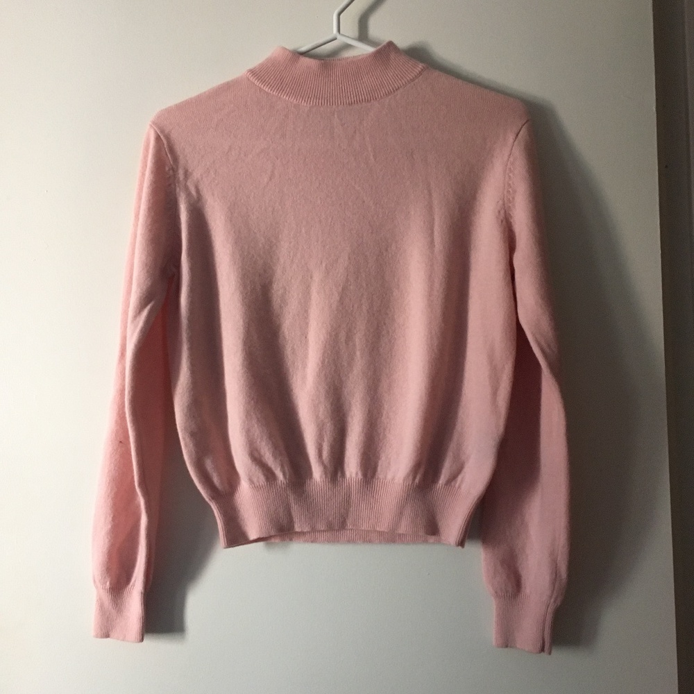 Vintage 100% Cashmere Pink Mock Neck Crop Sweater M
